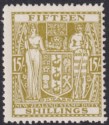 New Zealand 1950 KGVI Postal Fiscal 15sh Sage-Grn Multi Inv Mint SG F202w c£130