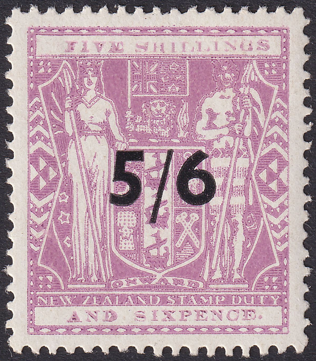 New Zealand 1950 KGVI Postal Fiscal 5sh6d Opt wmk Multi Inv Mint SG F214w c£90
