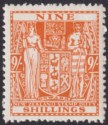 New Zealand 1946 KGVI Postal Fiscal 9sh B-Orange wmk Multi Up Mint SG F200 c£100