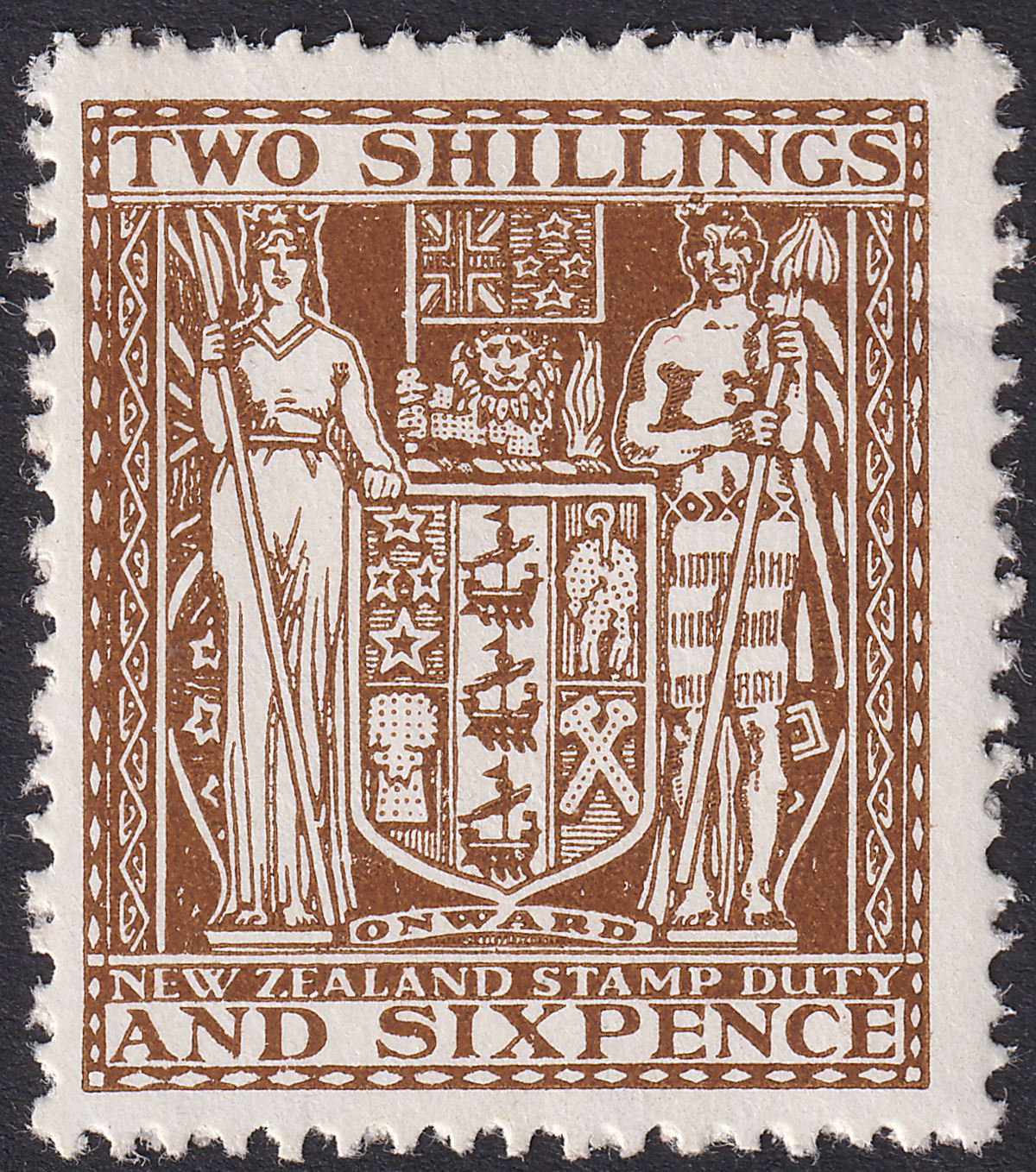 New Zealand 1940 KGVI Postal Fiscal 2sh6d Brown wmk Multi Up Mint SG F193 c£22