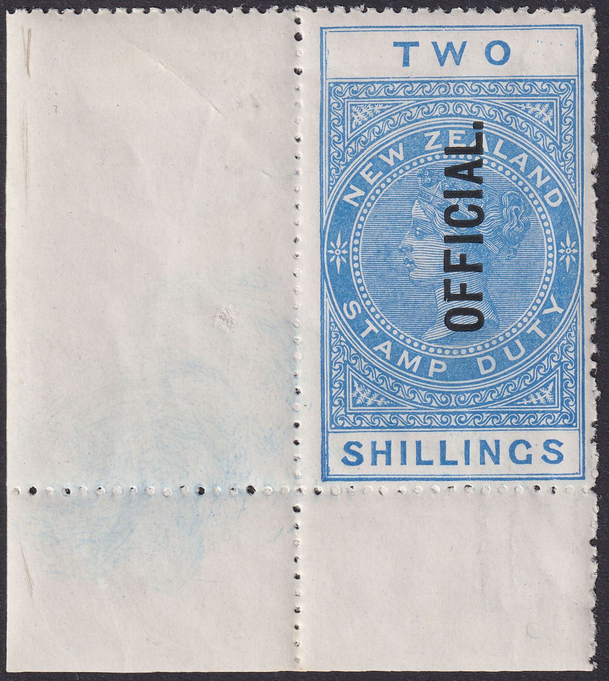 New Zealand 1914 KGV Official Overprint 2sh Blue p14 Corner Mint SG O82 cat £80