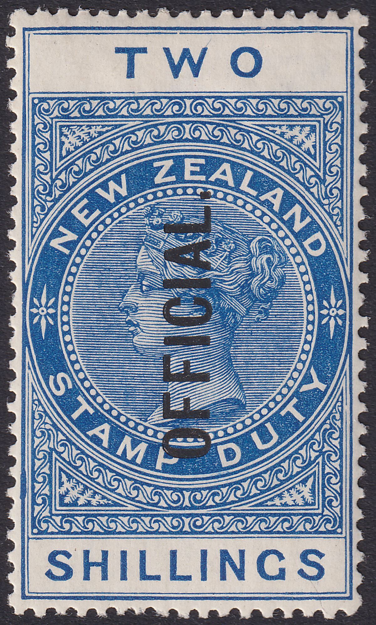 New Zealand 1915 KGV Official Overprint 2sh Deep Blue p14½x14 Mint SG O85 cat£80