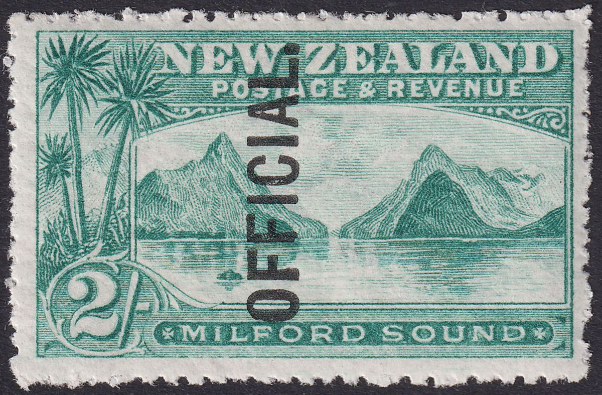 New Zealand 1907 KEVII Official Overprint 2sh Blue-Green Mint SG O66 cat £225