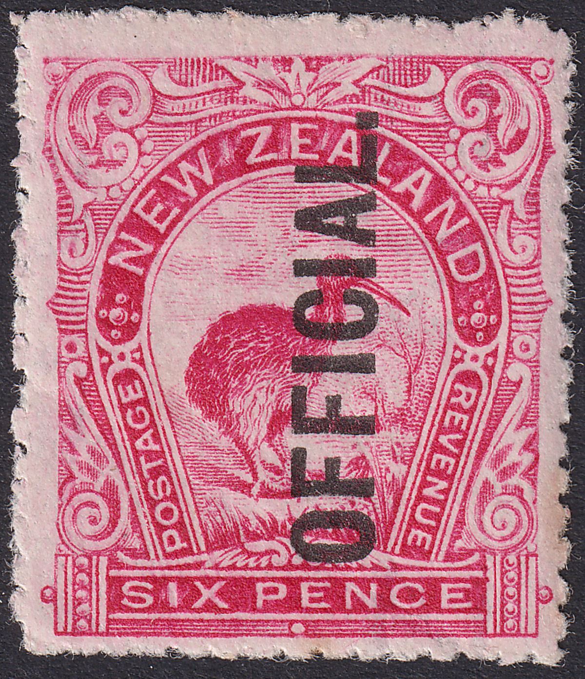 New Zealand 1907 KEVII Official Overprint 6d Carmine-Pink Mint SG O64 cat £500