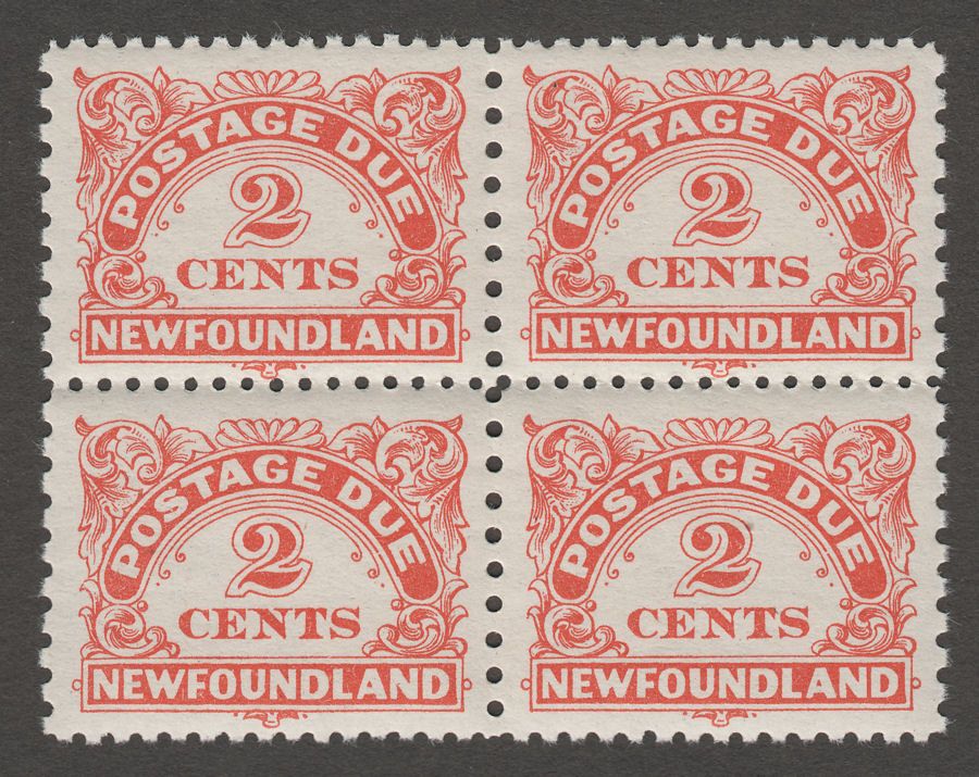 Newfoundland 1946 KGVI 2c Postage Due perf 11x9 Mint Block SG D2a