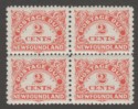 Click for more photos and details Newfoundland 1946 KGVI 2c Postage Due perf 11x9 Mint Block SG D2a