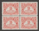 Newfoundland 1946 KGVI 2c Postage Due perf 11x9 Mint Block SG D2a