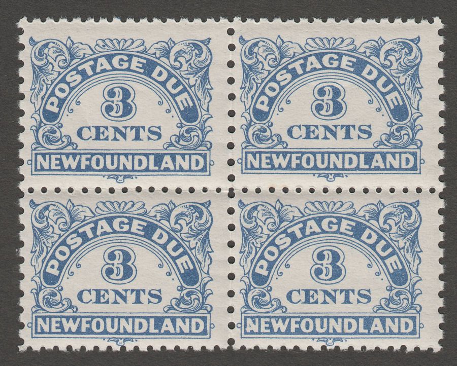 Newfoundland 1949 KGVI 3c Postage Due perf 11x9 Mint Block SG D3a