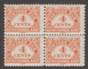 Click for more photos and details Newfoundland 1948 KGVI 4c Postage Due perf 11x9 Mint Block SG D4a