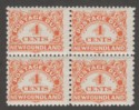 Newfoundland 1948 KGVI 4c Postage Due perf 11x9 Mint Block SG D4a