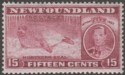 Click for more photos and details Newfoundland 1937 KGVI Coronation Harp Seal 15c Comb Perf 13 SG263d