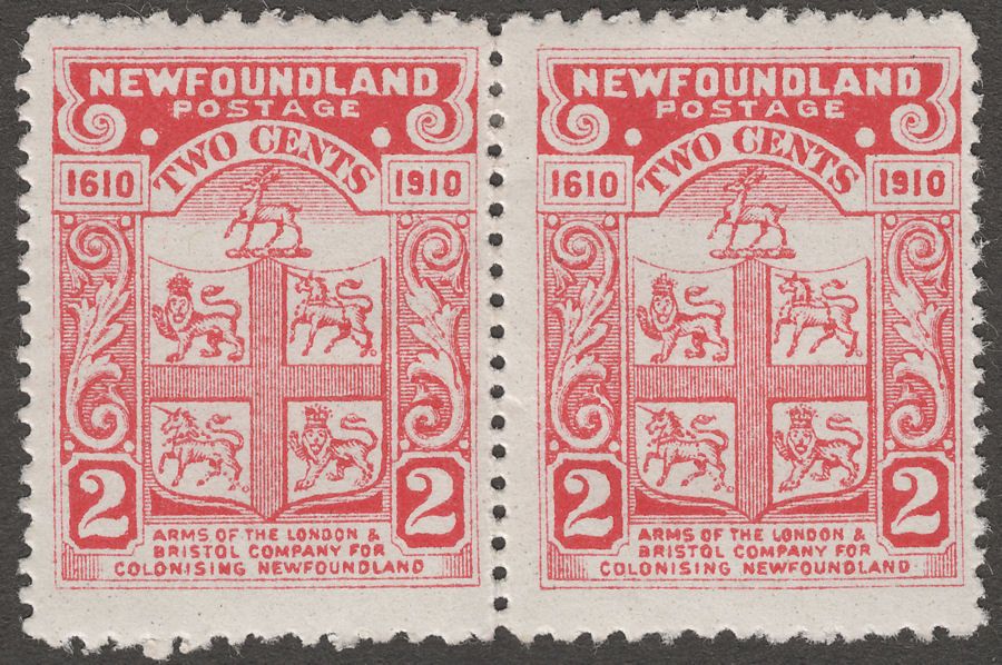 Newfoundland 1910 KGV Colonisation 2c p12x14 Mint Pair SG107