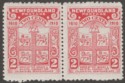 Click for more photos and details Newfoundland 1910 KGV Colonisation 2c p12x14 Mint Pair SG107