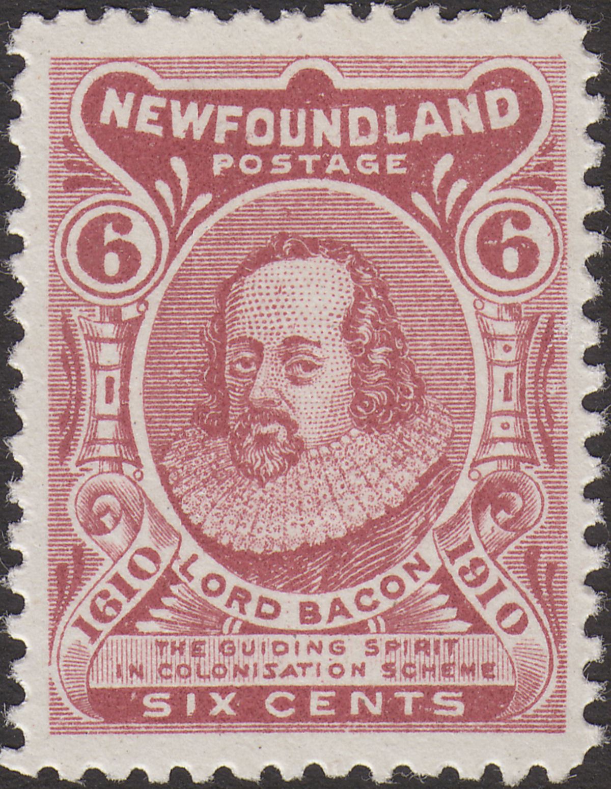 Newfoundland 1910 KGV 6c Claret Type A Mint SG100 cat £65 the Z reversed type