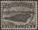 Click for more photos and details Newfoundland 1868 QV Seal 5c Black Used SG38 cat £120 with thin