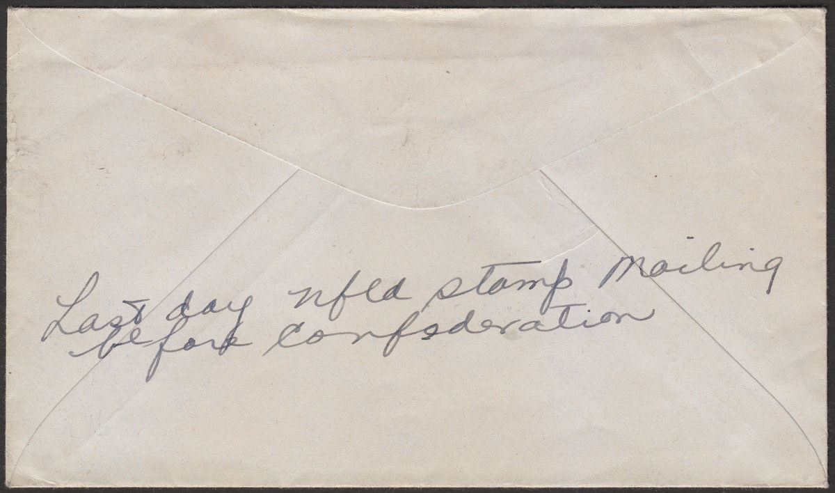 Newfoundland 1949 KGVI Sailing Fleet 25c Slate Used on Last Day Cover SG288