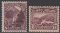 Click for more photos and details Newfoundland 1923 KGV 4c Deep Purple, 8c Purple Mint SG152+155 cat £20