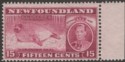 Click for more photos and details Newfoundland 1937 KGVI Coronation Harp Seal 15c Line Perf 13½ SG263c