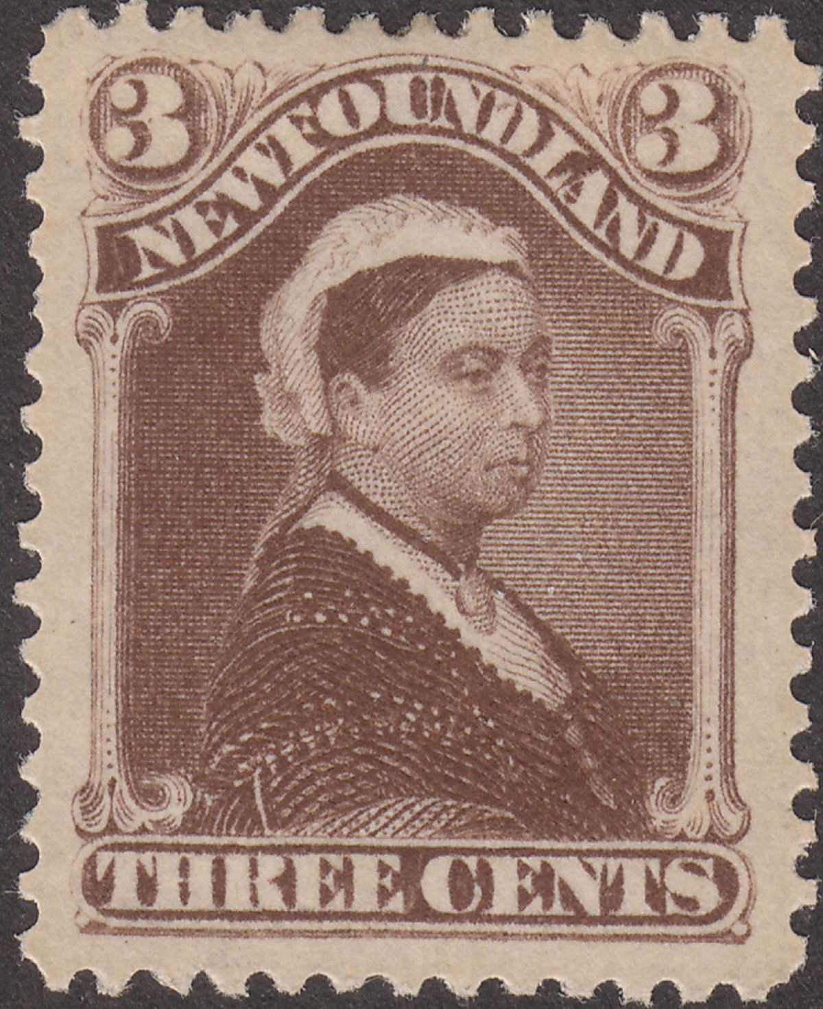 Newfoundland 1887 QV 3c Deep Brown Mint SG52 cat £85