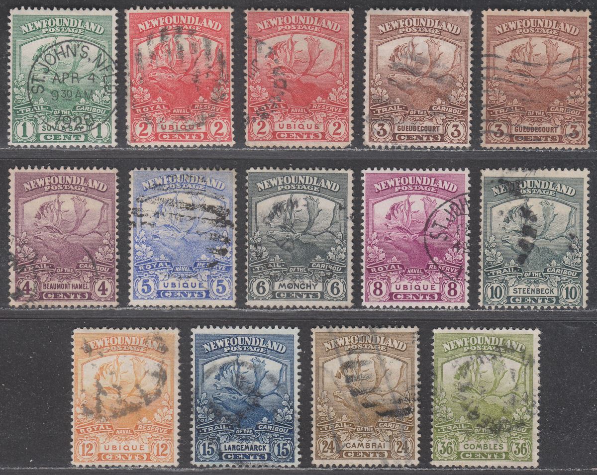 Newfoundland 1919 KGV Caribou Set Used SG130-141 Contingent cat £375