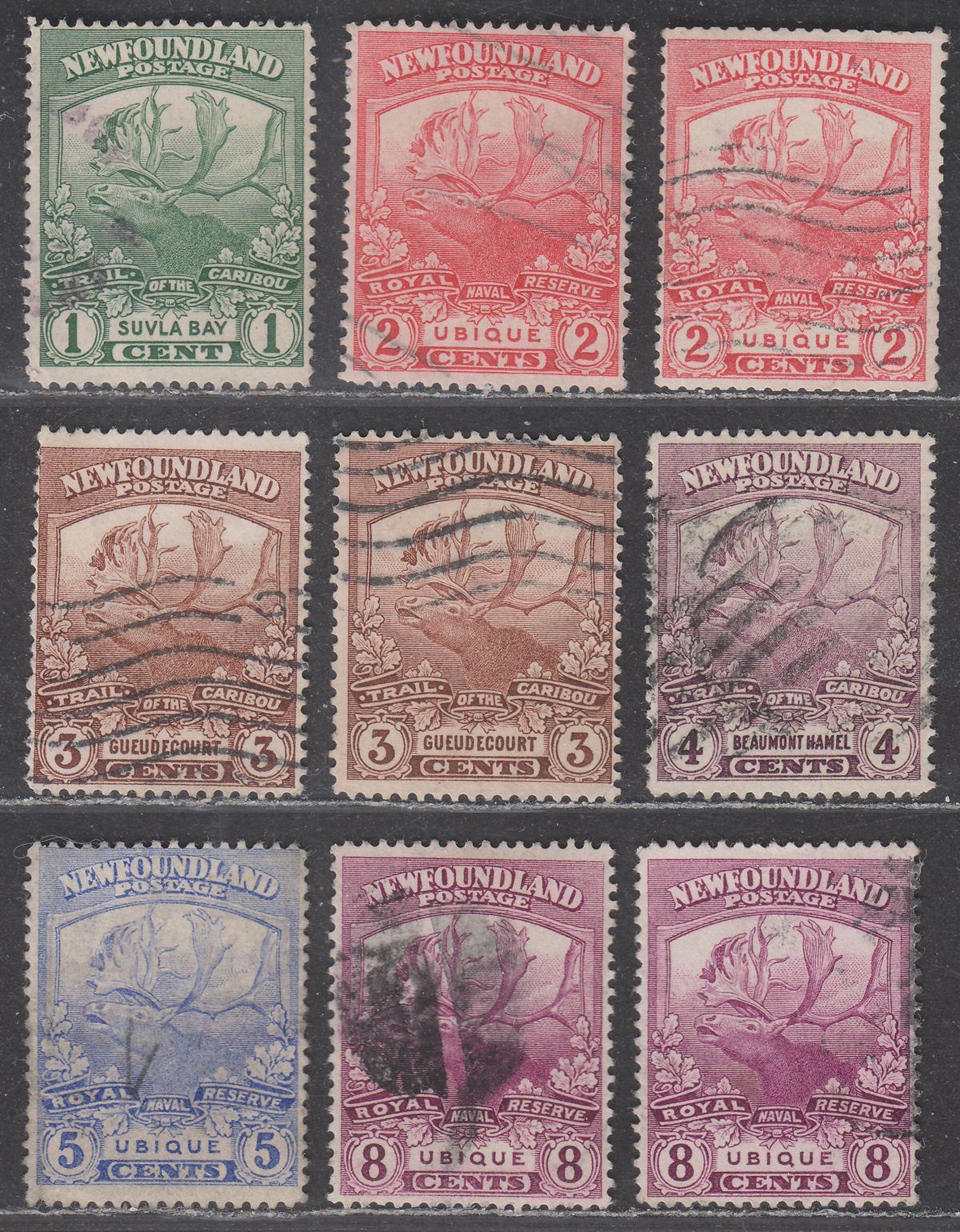Newfoundland 1919 KGV Caribou Part Set to 8c Used