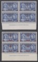 Click for more photos and details Newfoundland 1939 KGVI 2 on 5c, 4c on 5c Surcharge Imprint Blocks Mint SG273-274