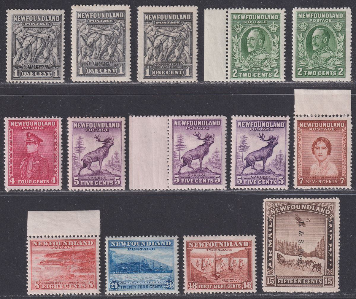 Newfoundland 1932 King George V Set Mint SG222-228c + 15c Opt Mint cat £42