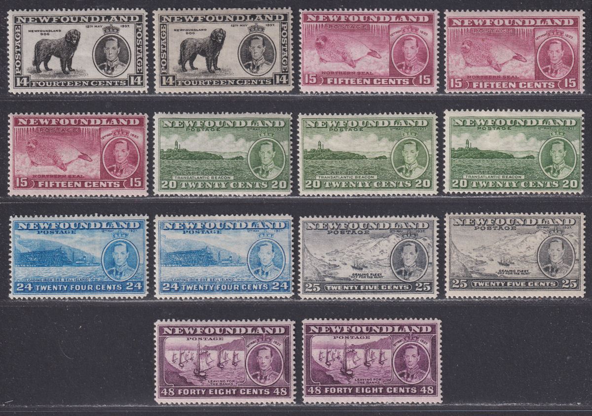 Newfoundland 1937 KGVI Coronation + Additional Issue Sets Mint SG254-267 cat £64