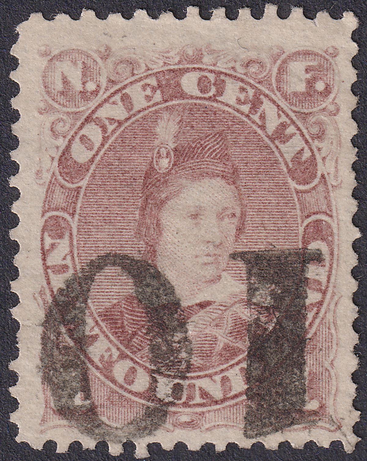 Newfoundland 1880 QV Prince of Wales 1c Red-Brown Used SG44b with 10 rate mark