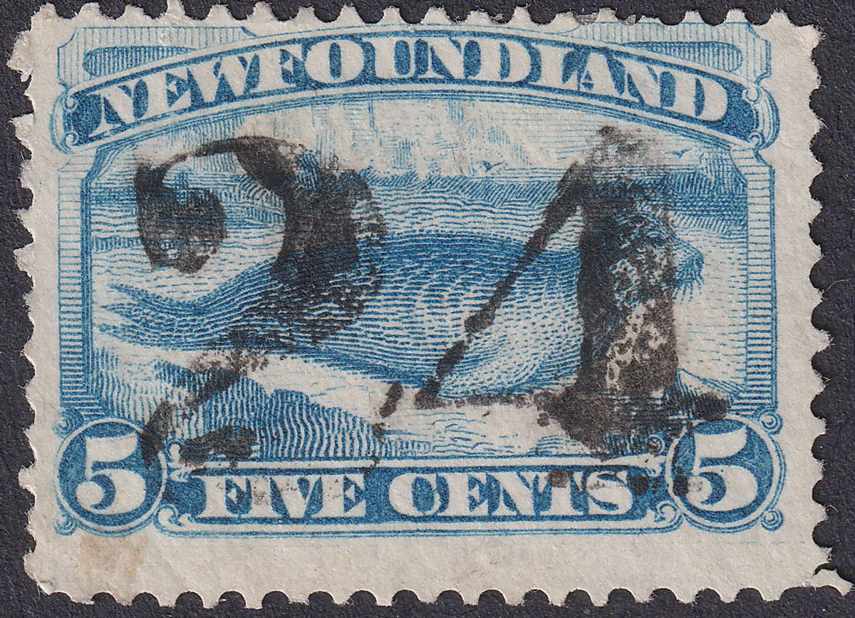 Newfoundland 1880 QV Seal 5c Pale Dull Blue Used SG48 with 24 rate? mark