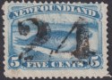Click for more photos and details Newfoundland 1880 QV Seal 5c Pale Dull Blue Used SG48 with 24 rate? mark