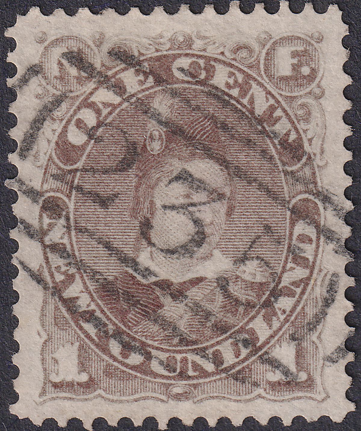 Newfoundland 1880 QV Prince of Wales 1c Dull Brown Used 235 Pmk SG44a cat £17
