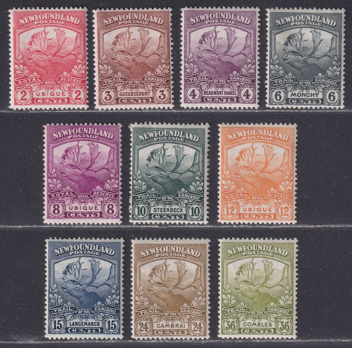 Newfoundland 1919 KGV Caribou Part Set to 36c Mint cat £180 Contingent