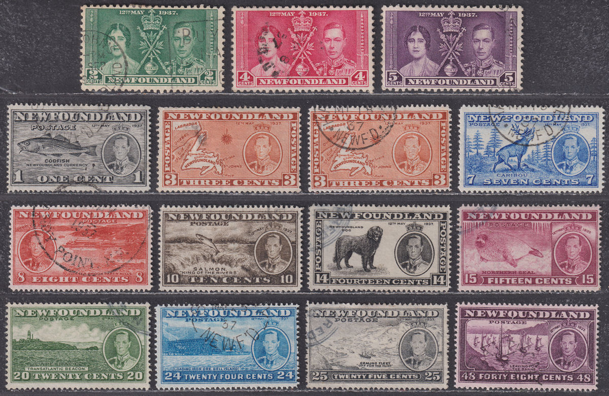 Newfoundland 1937 KGVI Coronation + Additional Issue Sets Used SG254-267 cat £60