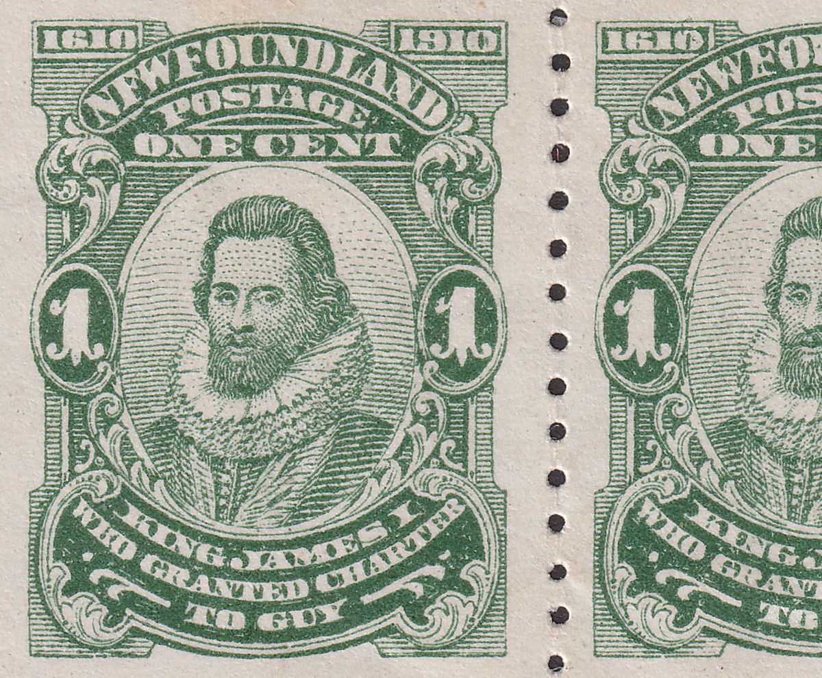 Newfoundland 1910 KGV 1c Block p12x11 NFWFOUNDLAND / JAMRS Varieties Mint cat£90