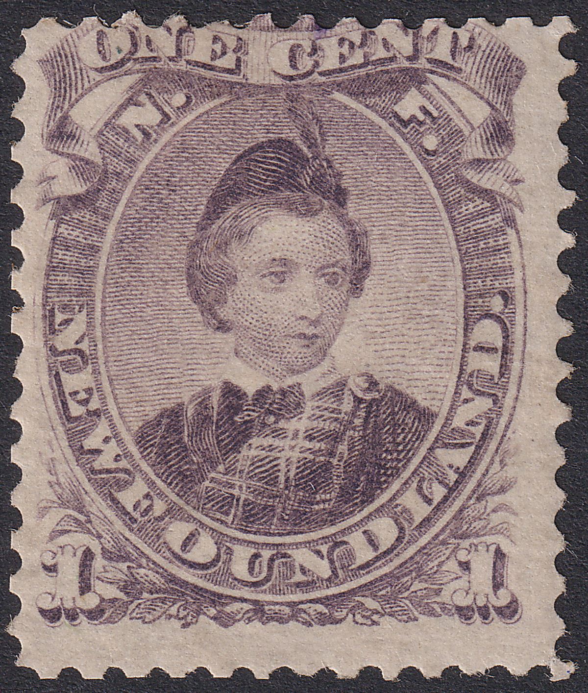 Newfoundland 1868 QV Prince of Wales 1c Dull Purple type I Mint SG34 cat £120