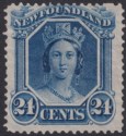 Click for more photos and details Newfoundland 1865 Queen Victoria 24c Blue Unused SG30 cat £55 as mint