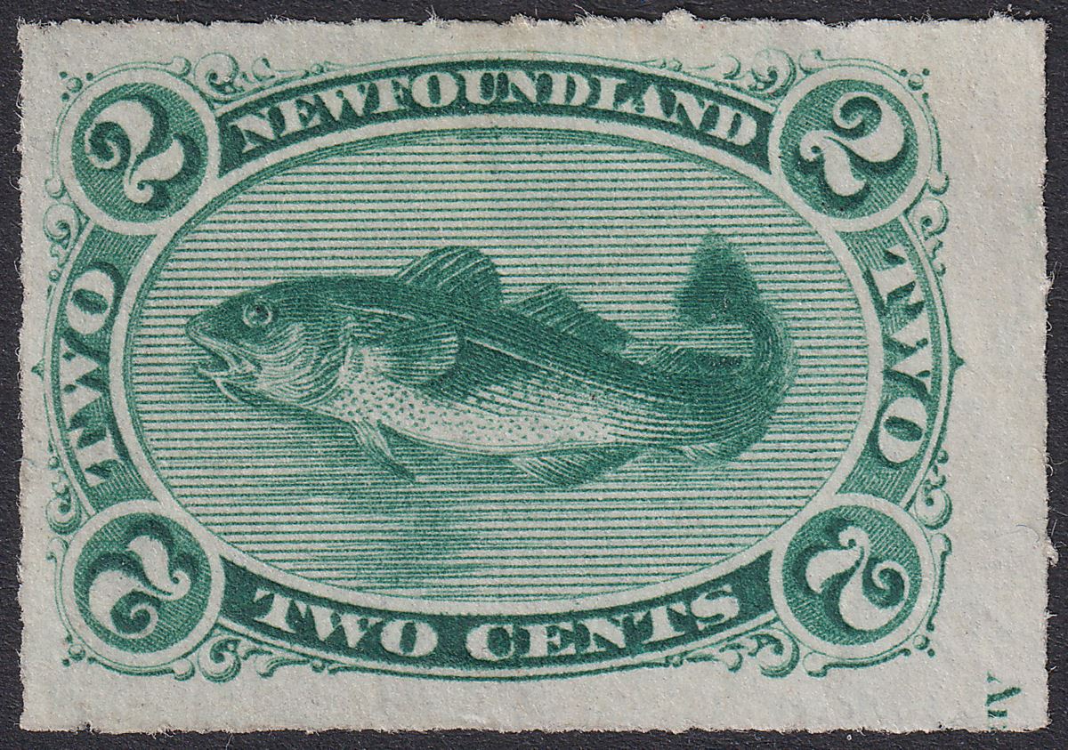 Newfoundland 1879 QV Cod 2c Bluish Green Roulette Unused SG41 c£170 as mint