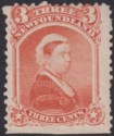 Click for more photos and details Newfoundland 1870 QV 3c Vermilion Mint SG36 cat £350