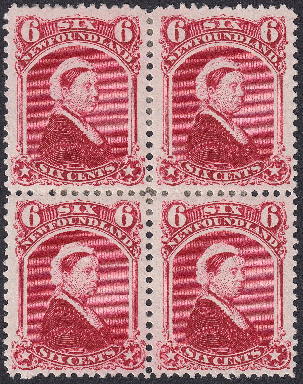 Newfoundland 1894 Queen Victoria 6c Crimson-Lake Block of 4 Mint SG60 cat £160
