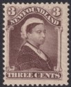 Click for more photos and details Newfoundland 1896 QV 3c Chocolate-Brown Mint SG65a cat £120