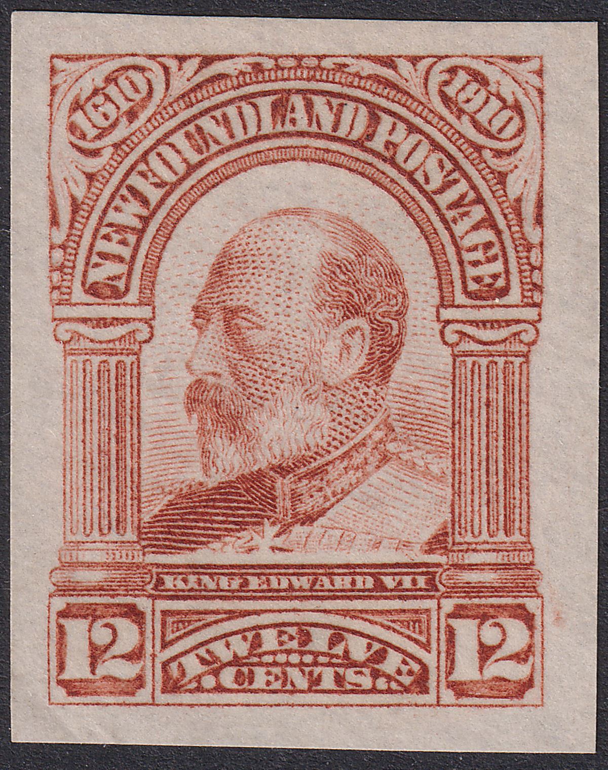 Newfoundland 1911 KGV Engraved 12c Orange-Brown Imperforate Colour Trial SG115CT