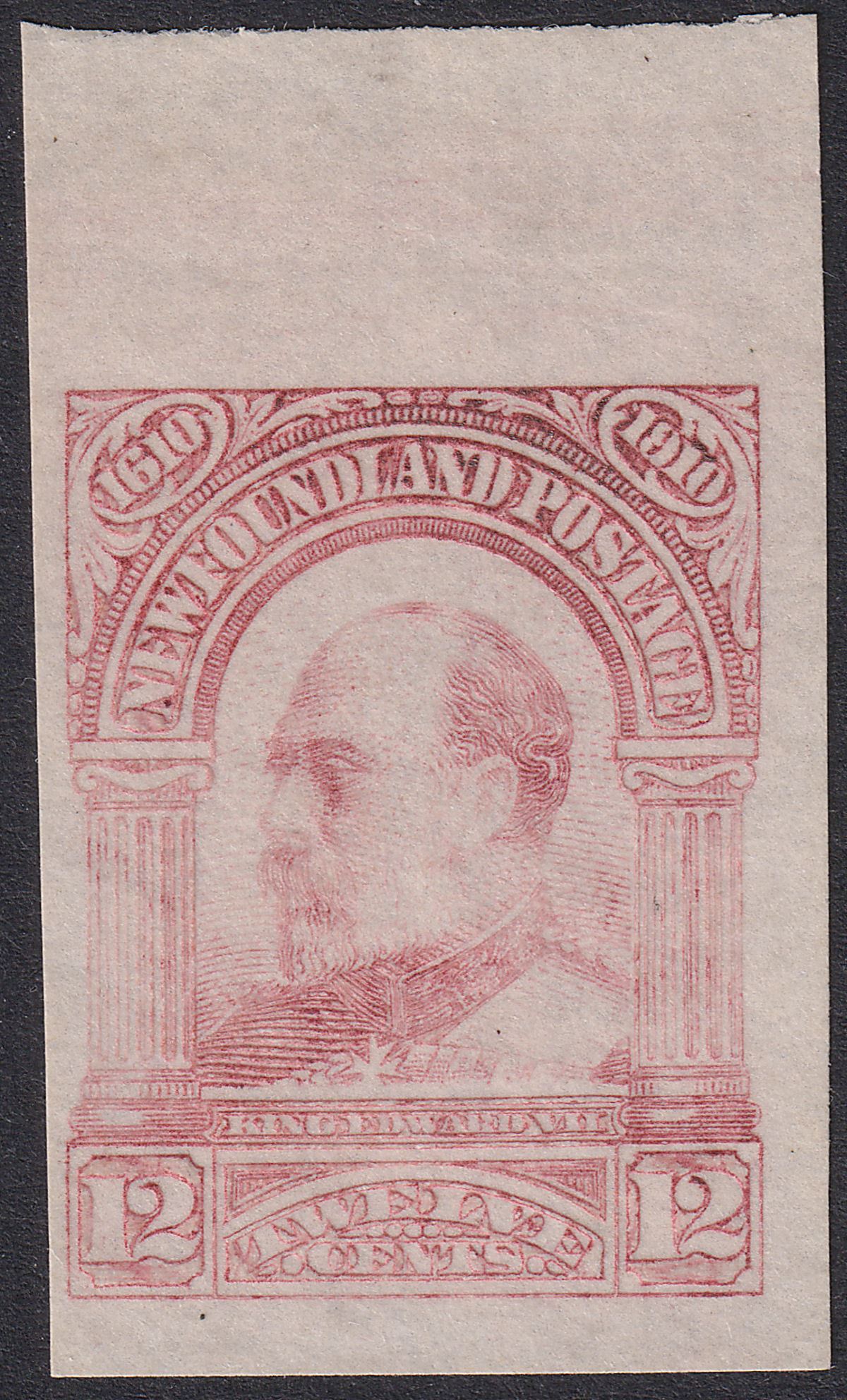 Newfoundland 1911 KGV Engraved 12c Rose Imperforate Colour Trial SG115CT
