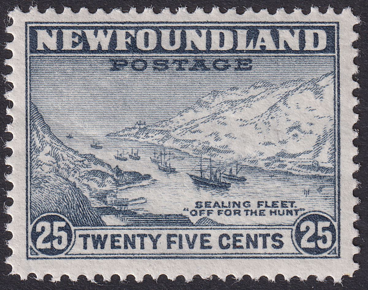 Newfoundland 1932 KGV Sealing Fleet 25c Slate Perf 14 Mint SG219b cat £80