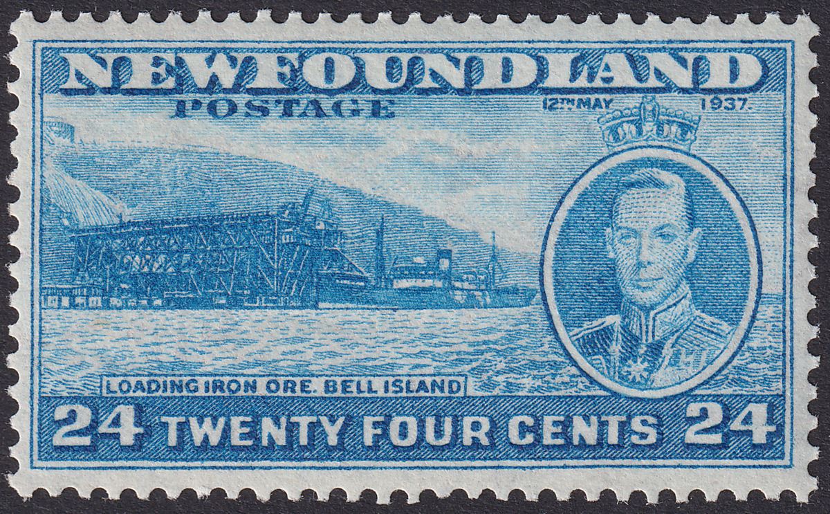 Newfoundland 1937 KGVI Coronation 24c Blue comb perf 13 UM Mint SG265d cat £50