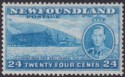 Click for more photos and details Newfoundland 1937 KGVI Coronation 24c Blue comb perf 13 UM Mint SG265d cat £50