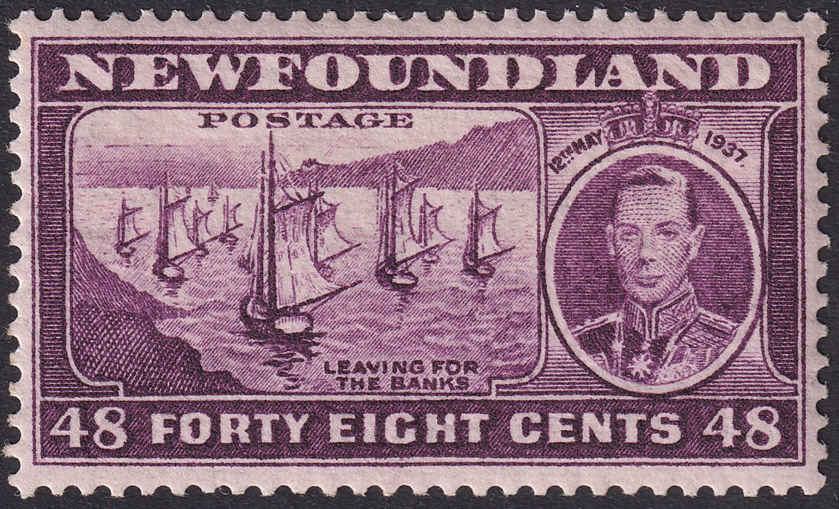 Newfoundland 1937 KGVI Coronation 48c Slate-Purple comb perf 13 Mint SG267d c£65