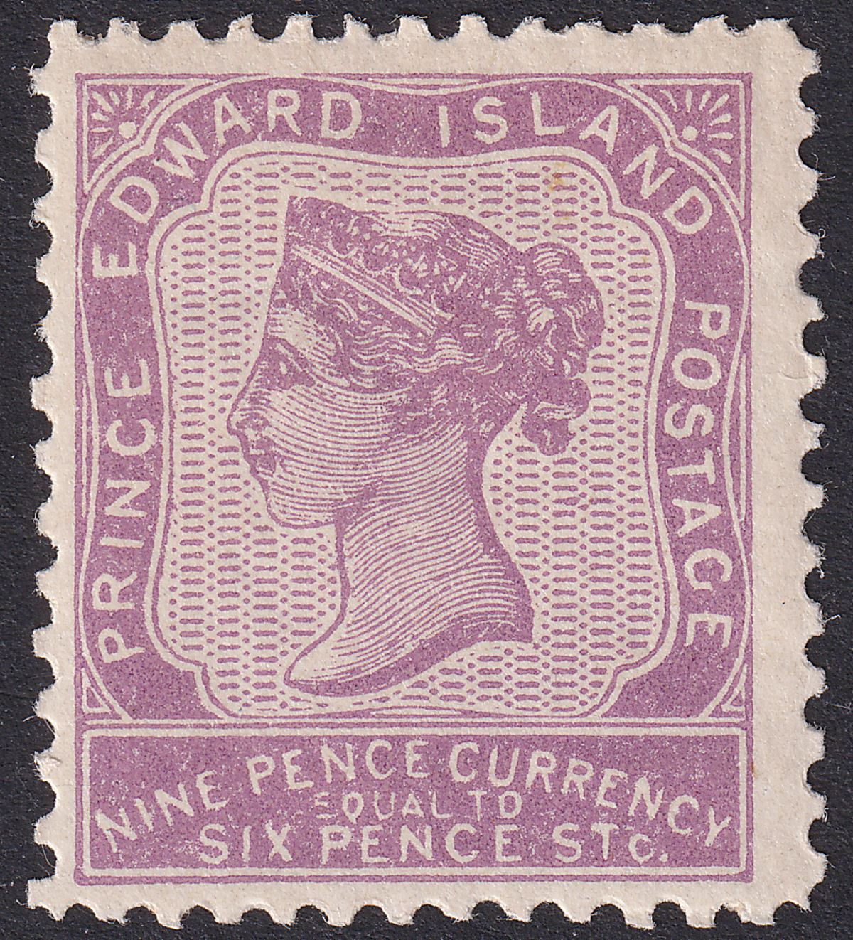 Prince Edward Island 1869 QV 9d Mauve comp perf 11 x 12 Mint SG26 cat £475