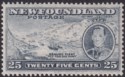 Click for more photos and details Newfoundland 1937 KGVI Coronation 25c Slate Comb Perf 13 Mint SG266c cat £50