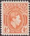 Click for more photos and details Nigeria 1938 King George VI 4d Orange Mint SG54 cat £50